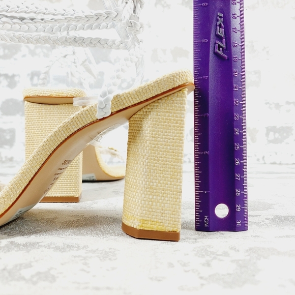 NEW Schutz Hina White Cream Flowers Square Toe Block Heel Strappy Sandals W829 - Picture 9 of 12